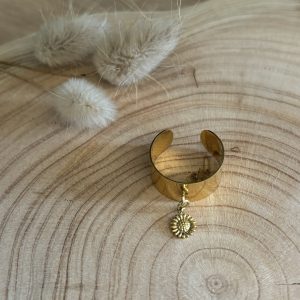 Bague breloque fleur tournesol